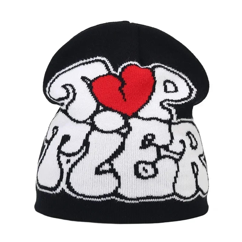 Y2K Letter Knit Beanie, Warm Ski Hat