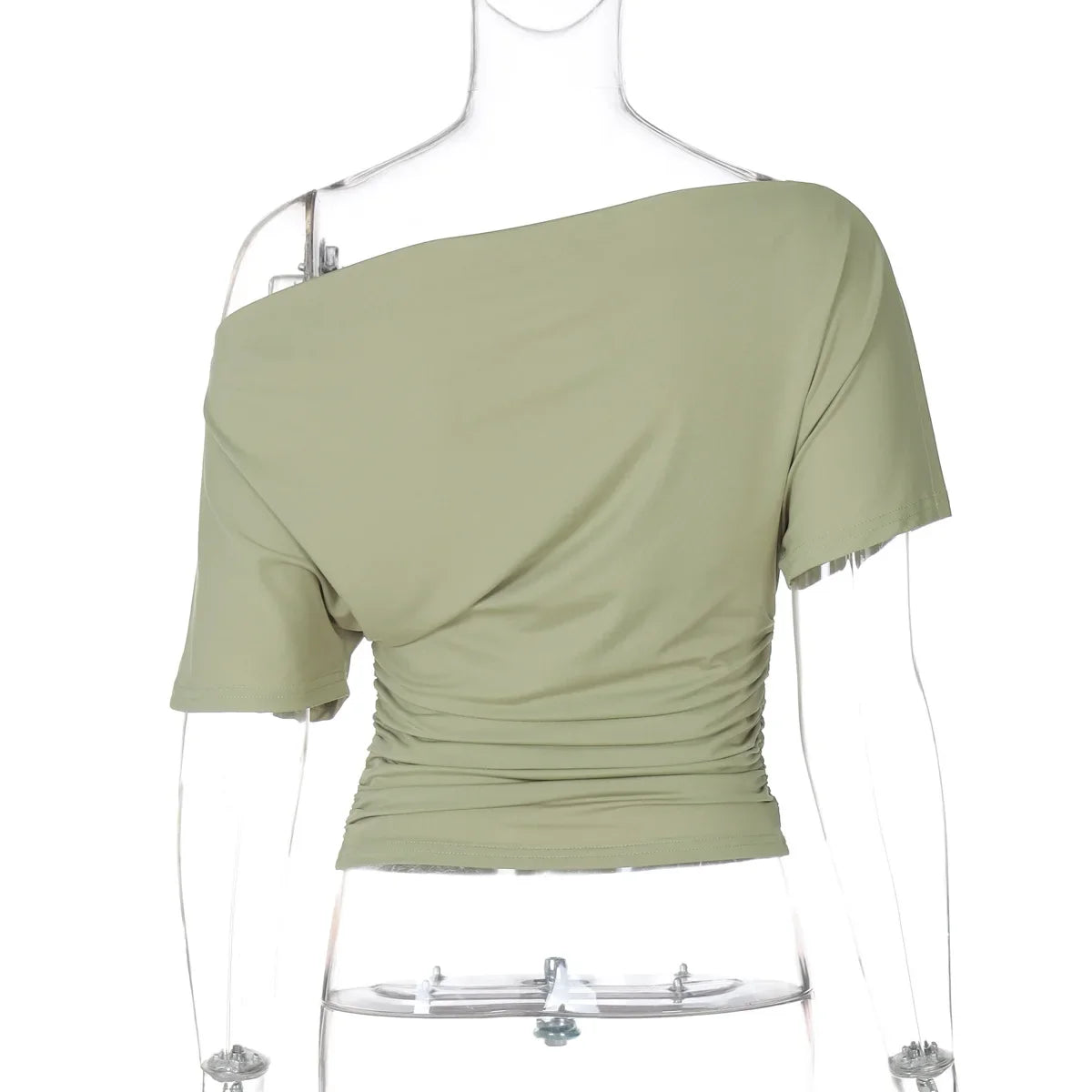Women's One Shoulder Slim Crop Top – Short Sleeve Y2K Streetwear Tee