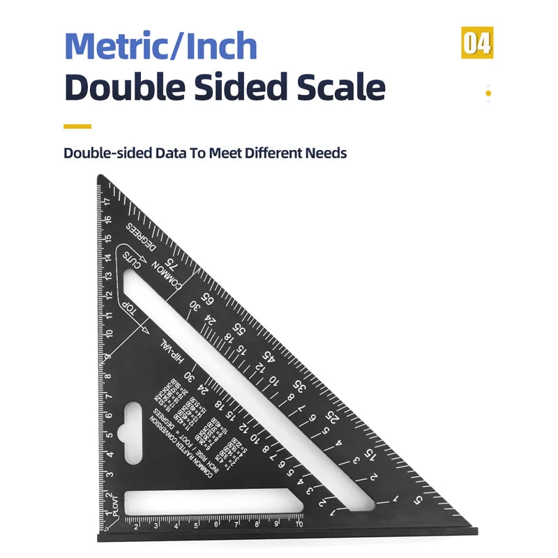 7" Aluminum Alloy Try Square & Triangle Ruler — Carpenter Measuring Tool