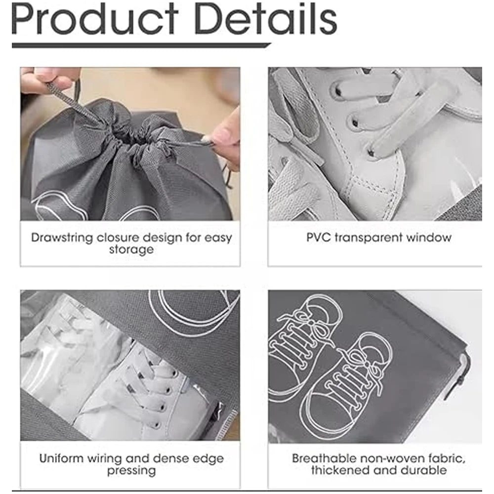 1-50Pcs Shoes Storage Organizer Bags Non Woven Travel Portable Bag Clear Protective Travel Bags for Footwear Waterproof Shoe Bag