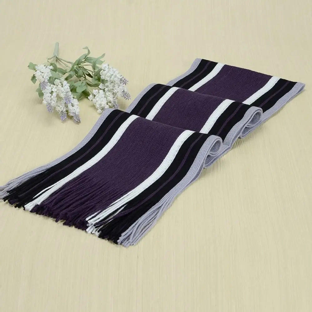 Men's Striped Winter Scarf with Tassels - Long Cashmere-Feel Wrap - photo 8