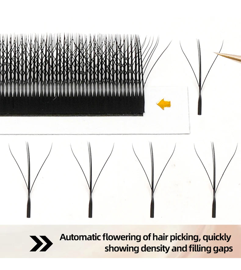 MENGLUKE 3D W Shaped Bloom Automatic Flowering Premade Fans Eyelashes Extensions Natural Soft Light High Idividual Lashes