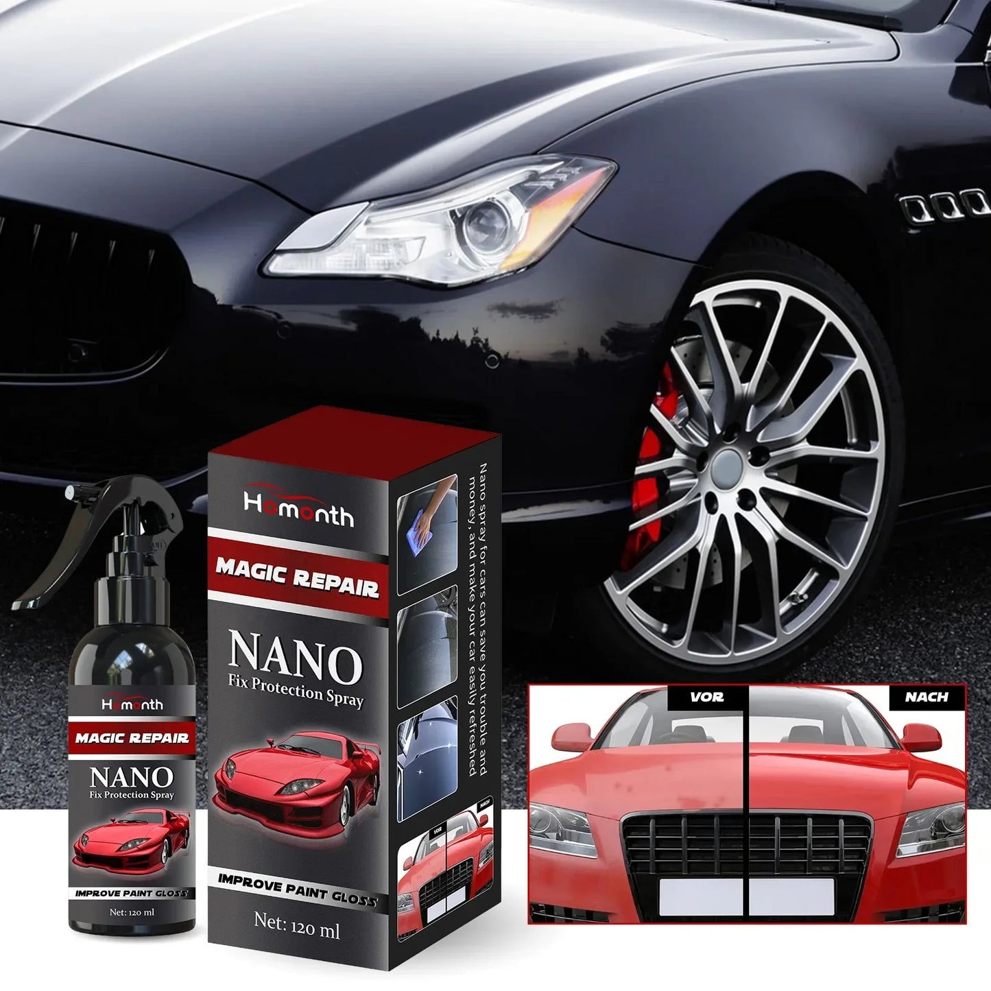 Graphene nano-ceramic car coating kit, universal professional car beauty, high gloss car paint protection, long-lasting gloss