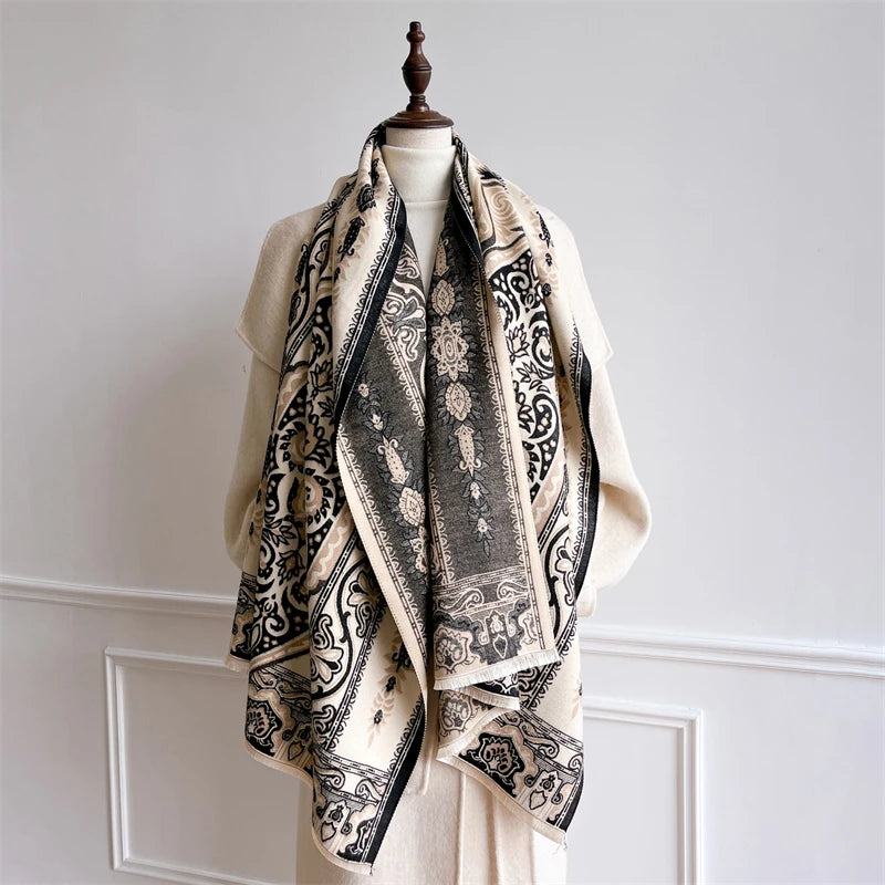 Women's Chunky Pashmina-Style Shawl - Thick Winter Poncho Wrap - photo 4