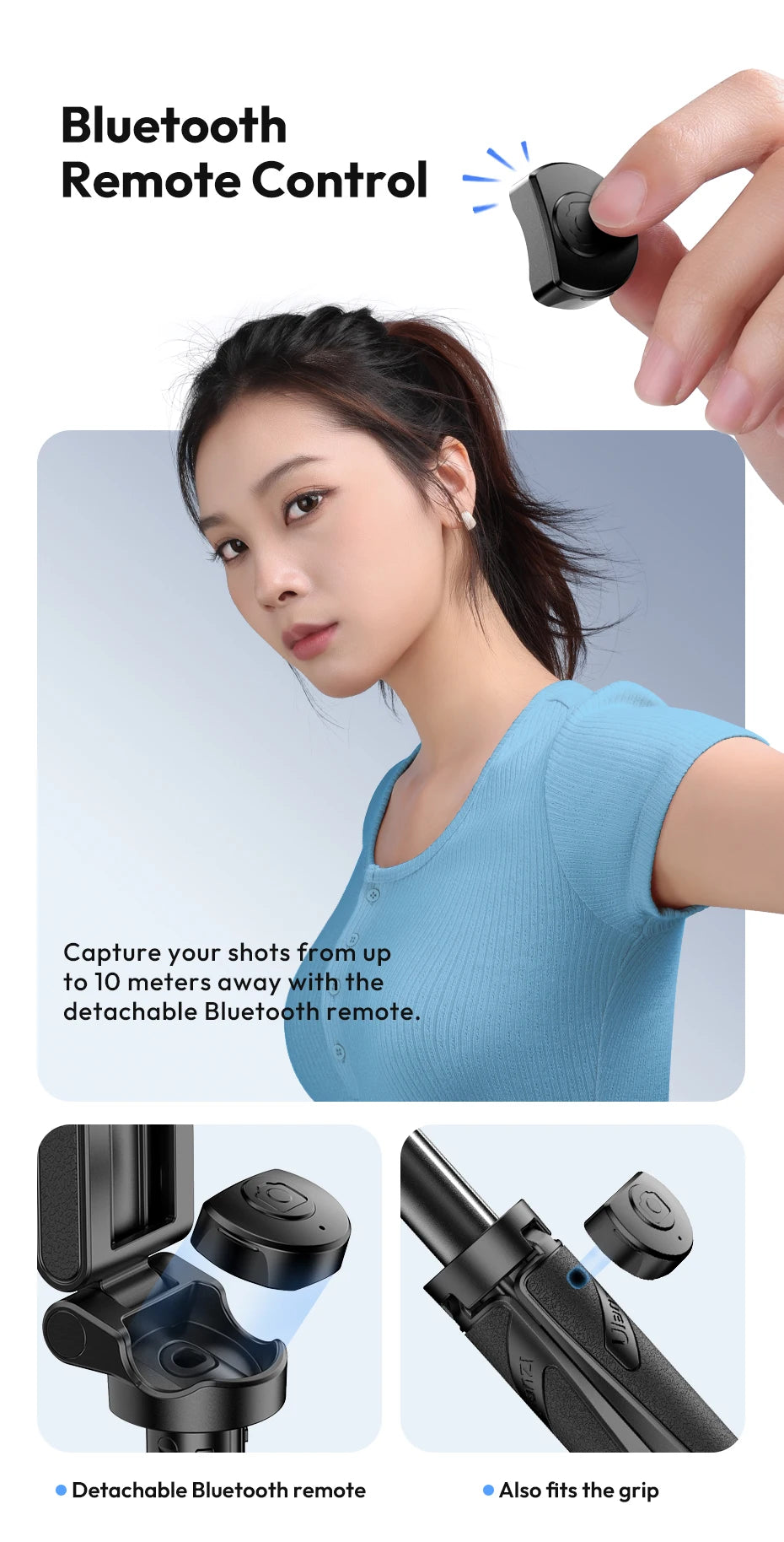 Ulanzi JJ03 Magnetic Phone Tripod Wireless Handle Selfie Stick Desktop Foot  Suitable iPhone 16/15/14/13 Pro Max