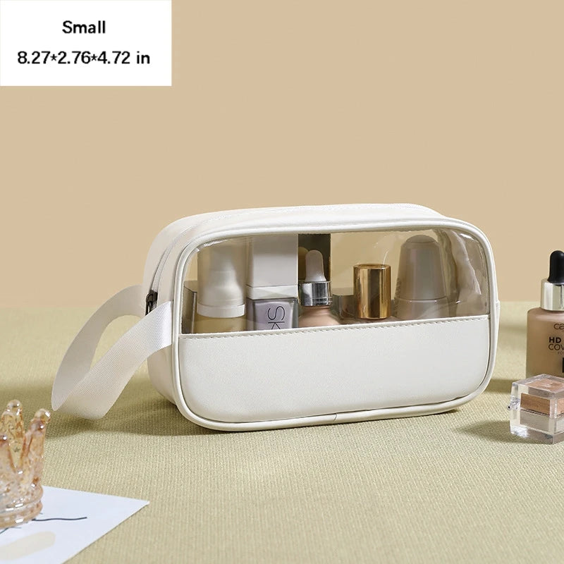 Portable Toiletry Bags with Handle, Translucent Waterproof travel Make up Bags for Women, Large Capacity Travel Cosmetic Bags