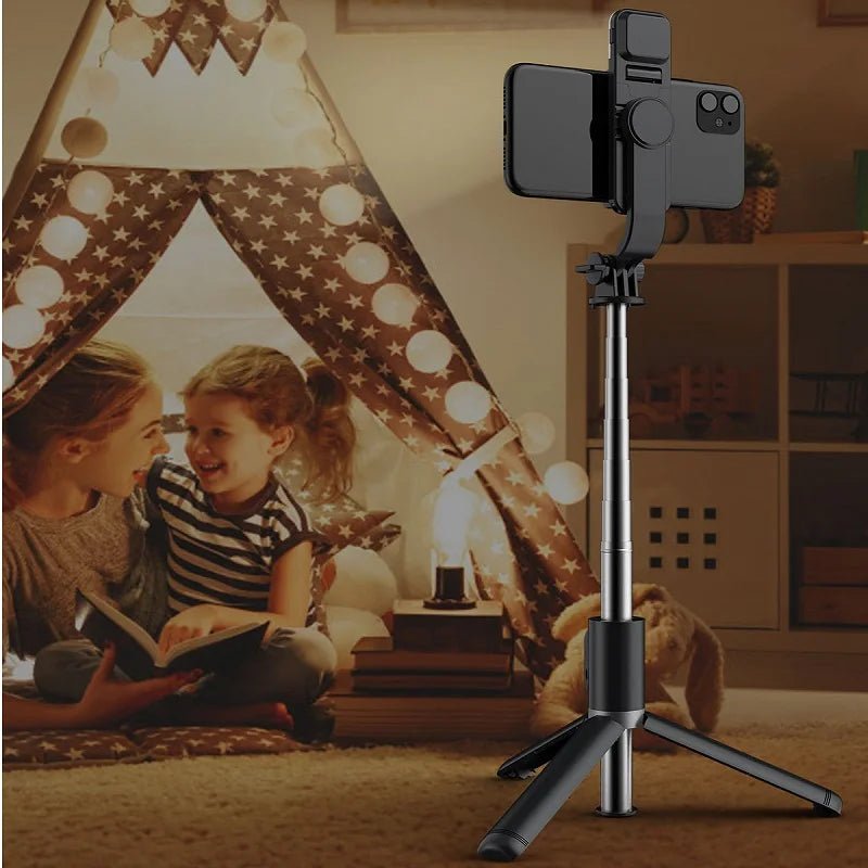 Portable Tripod Phone Selfie Stick – LED Fill Light, Bluetooth Remote & Extendable Stand for TikTok & Live