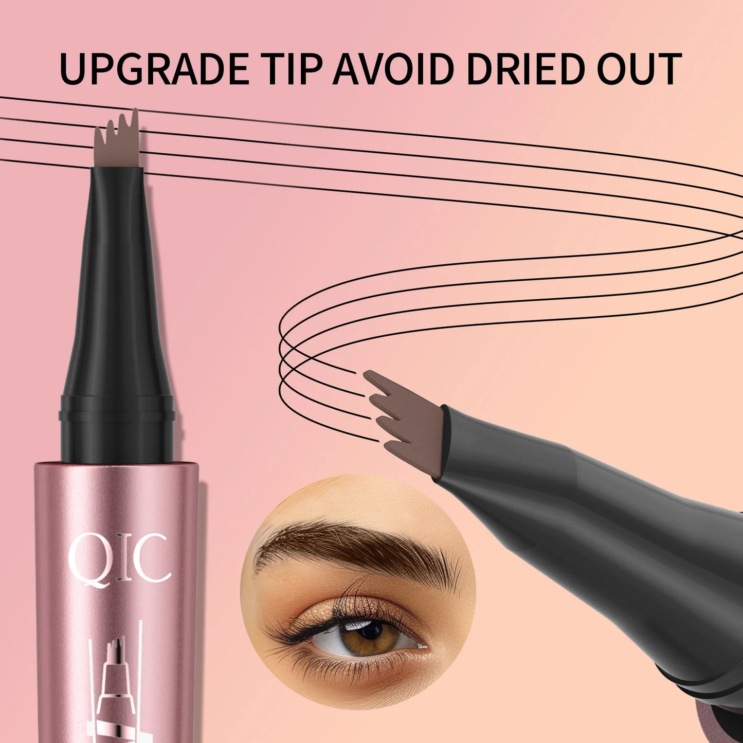 4 Fork Tip Eyebrow Pencil 3D Microblading Waterproof Dark Brown Natural Colour Fine Stroke Magic Eyebrow Pencil 2026 New Ladies