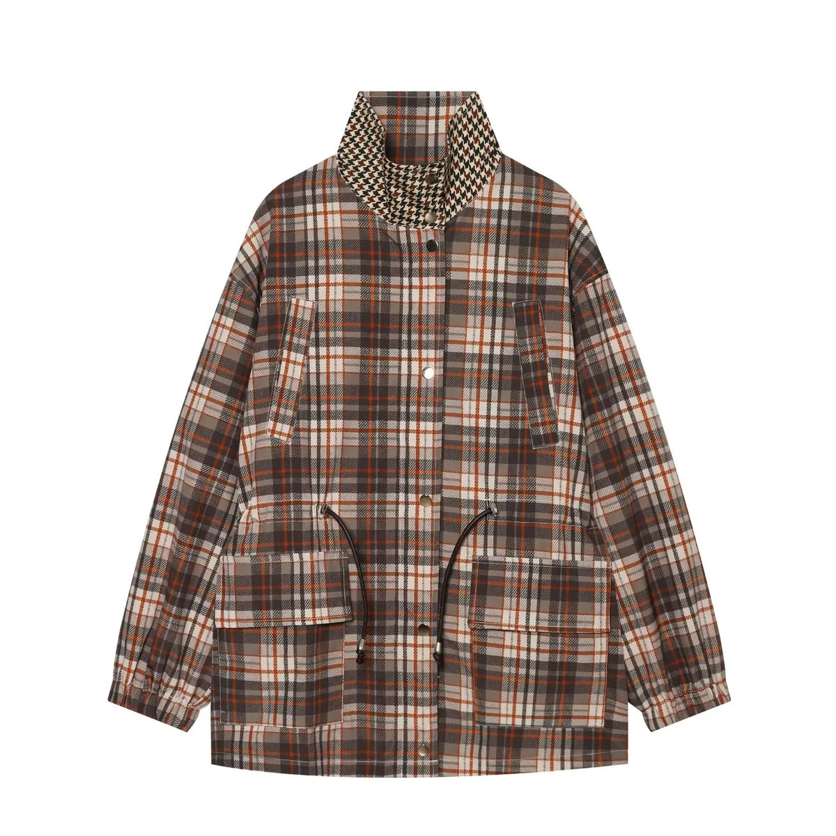 Women's Oversized Plaid Jacket - Long Sleeve Casual Autumn Coat - photo 7