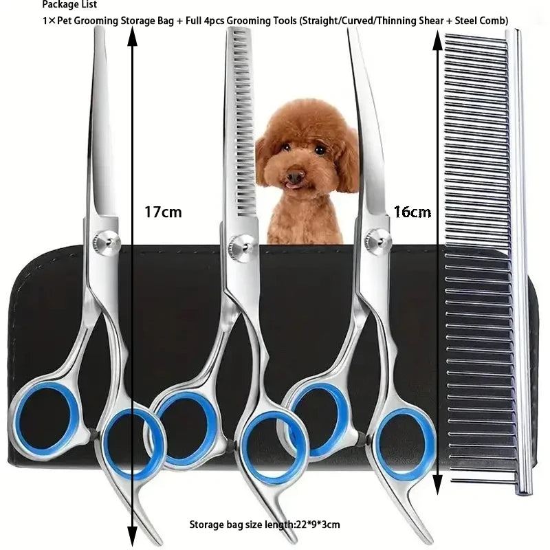 Pet Grooming Kit - Trimming Scissors & Shower Brush Set – photo 4