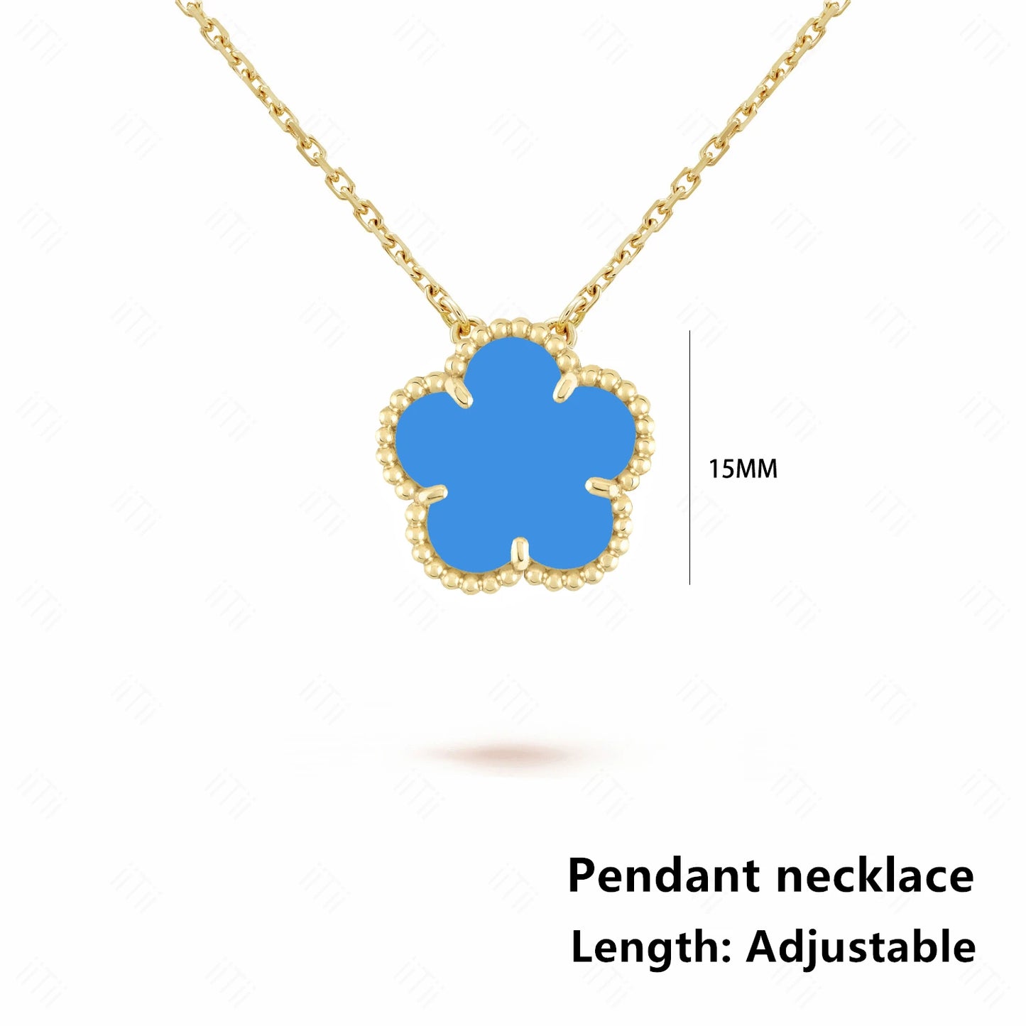 Five-Petal Flower Pendant Necklace — Natural Stone, 7 Colors