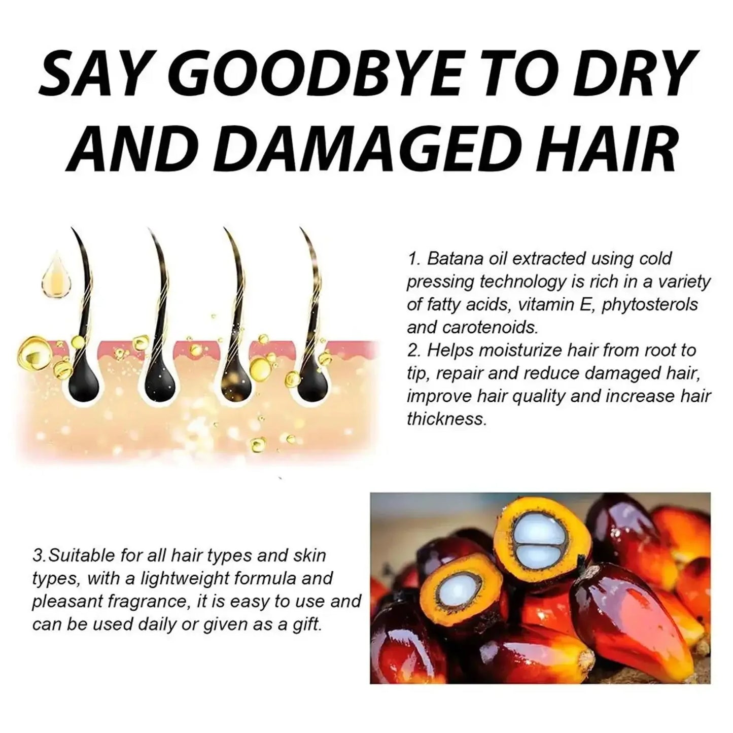 7 Days Fast Batana Oil Hair Growth Serum Anti-loss Hair Regrowth Products Repair Damaged Hair Roots Hair Care For Women Men