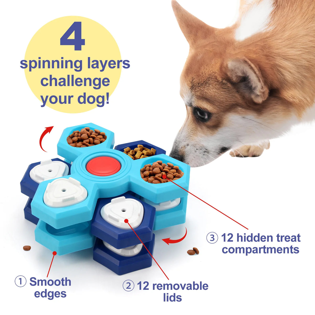 Rotating Treat Dispenser Dog Puzzle - Boredom Buster Toy