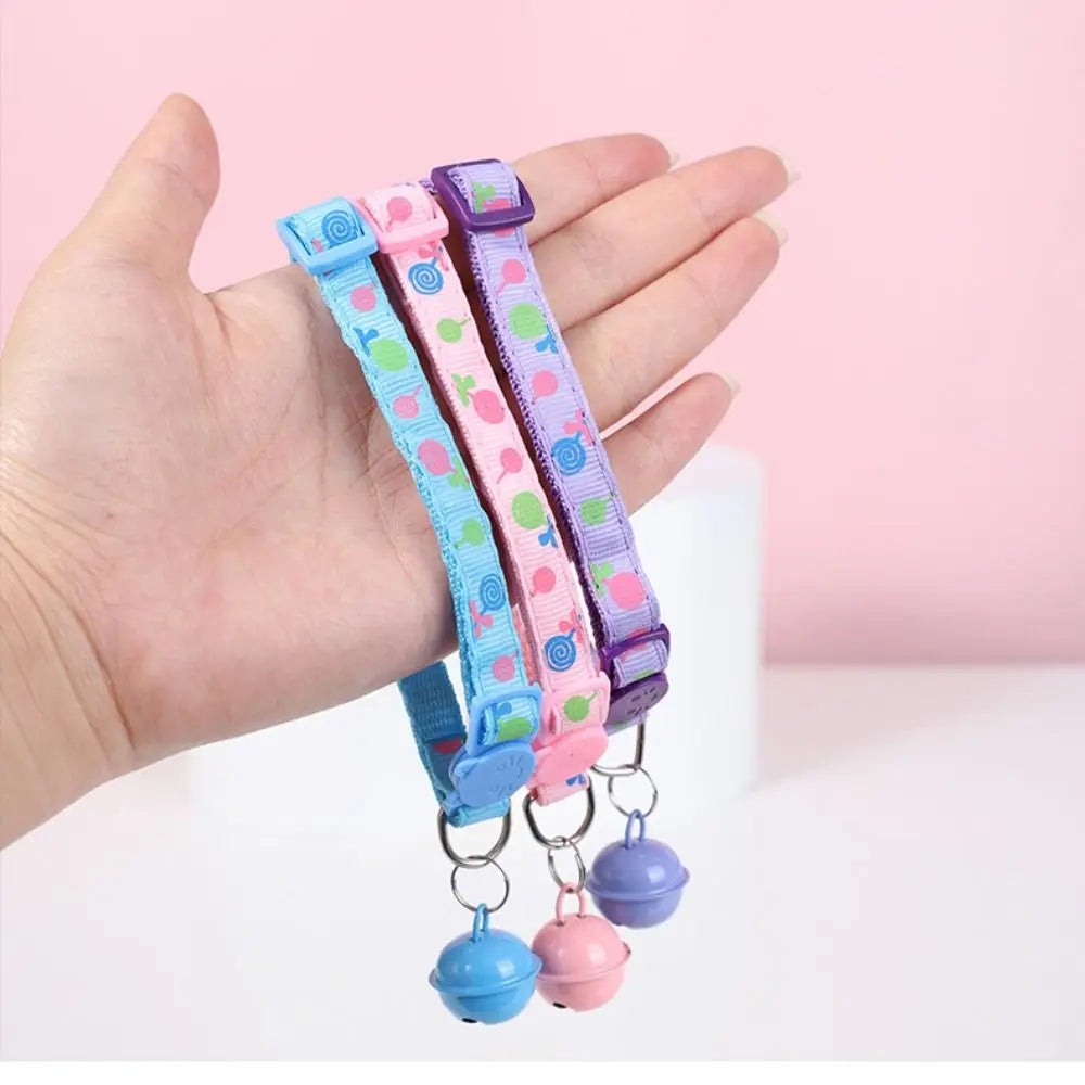 Puppy Cartoon Cat Collars Pet Supplies Adjustable Kitten Necklace Cute Cat Head Bell Pendant Collar