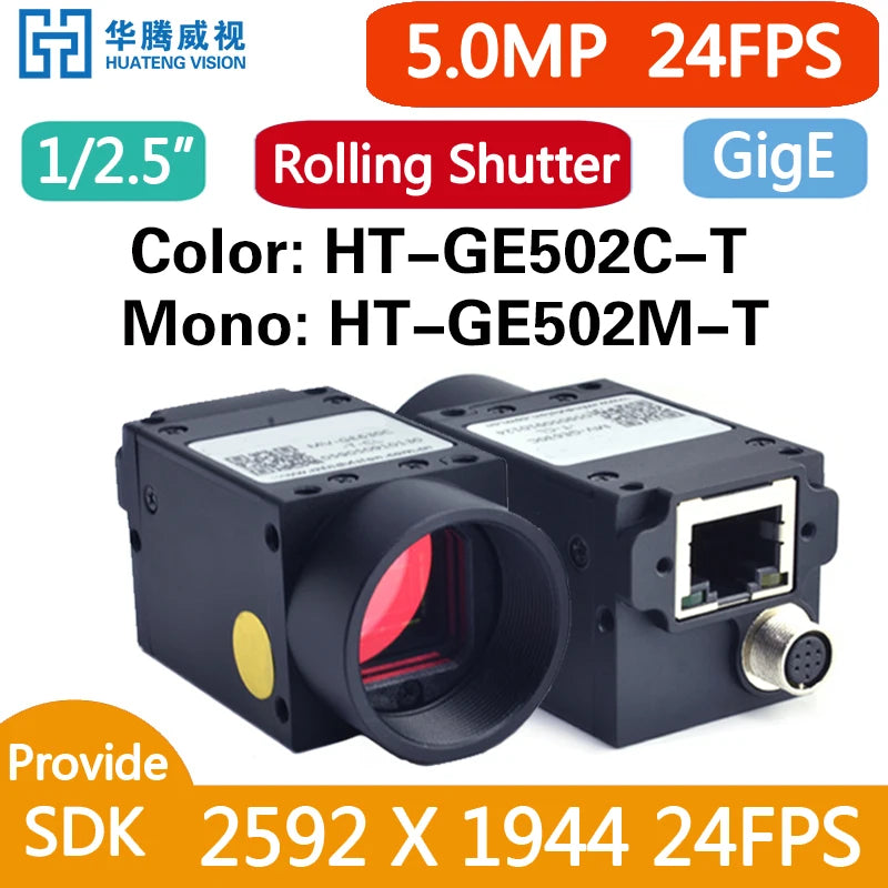 Gigabit Ethernet GigE Machine Vision Industrial Camera Color Rolling Shutter C Mouth Provide SDK Windows Linux Demo Python