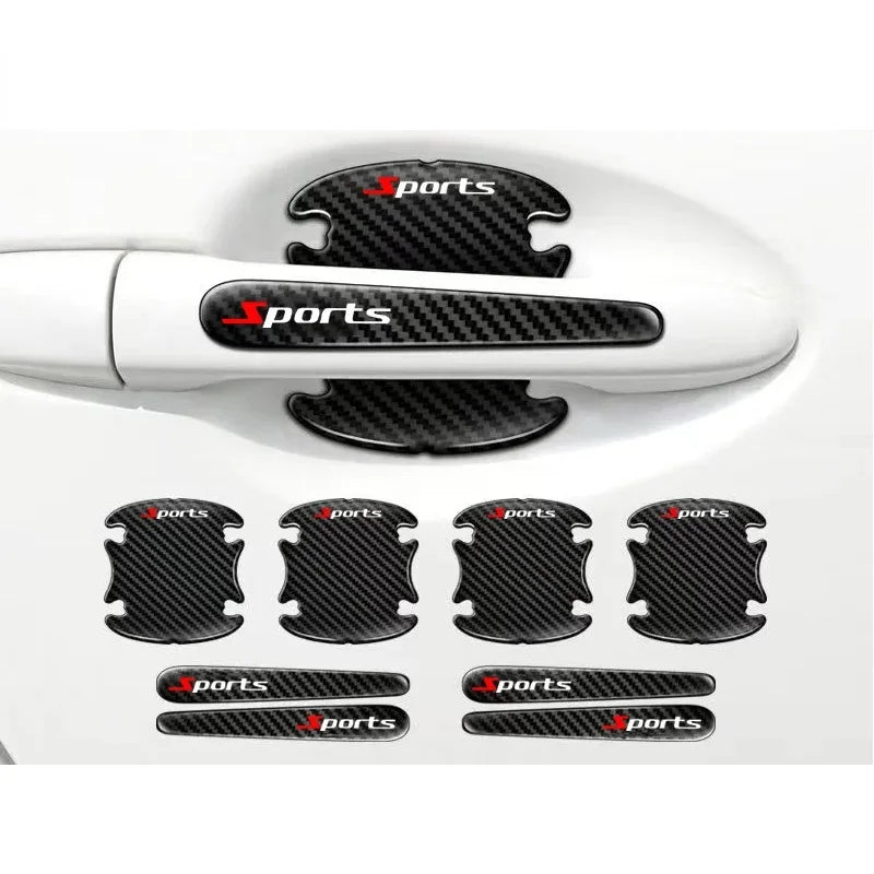 8PCS Car Door Handle Anti-scratch Sticker Carbon Fibre Car Door Bowl Handle Protector Paint Scratch Protection Decorative Cover