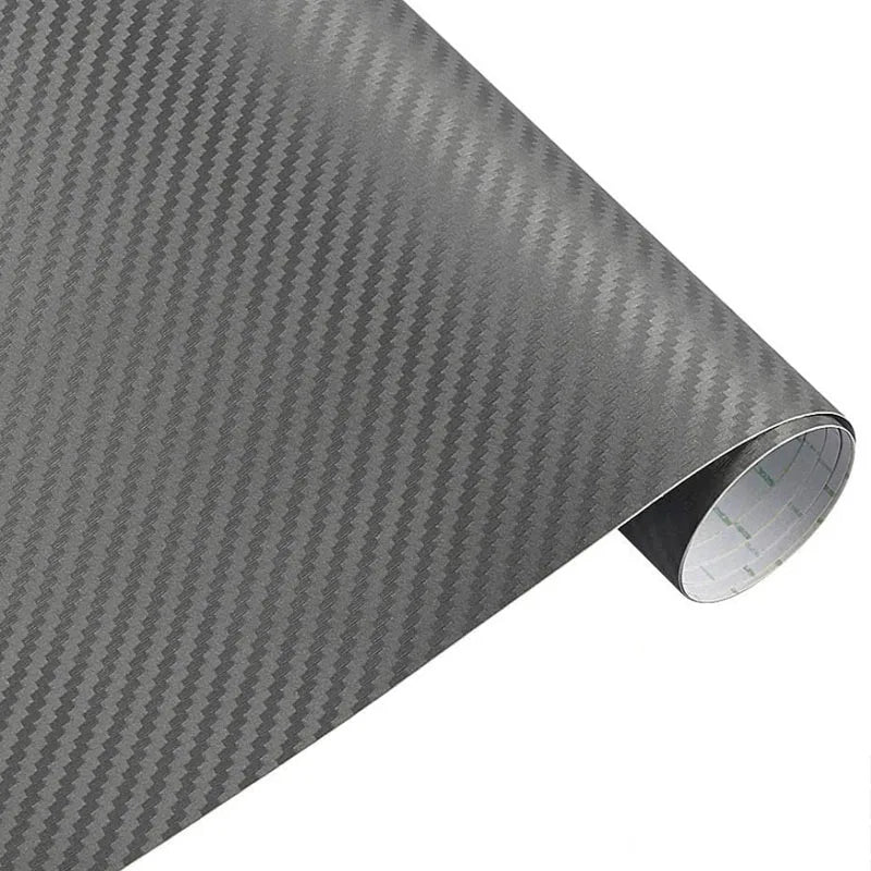 Premium 3D Grey Carbon Fiber Vinyl Wrap Roll with Air Release DIY Self Adhesive Car Decal Wrapping