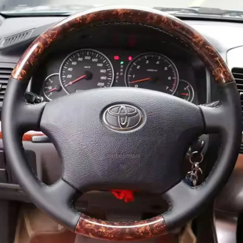DIY Leather Full Coverage Steering Wheel Cover for Toyota Tacoma 4Runner Camry Sienna Sequoia Highlander Land Cruiser 1995-2007