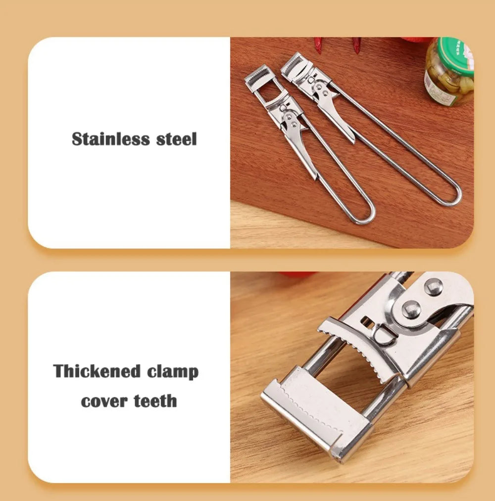 New Adjustable Stainless Steel Can Opener Rotating Non-slip Bottle Opener Twist Multifunctional Manual Can Opener Kitchen Tool