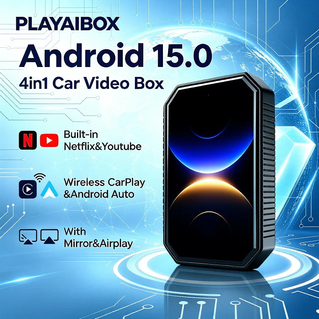 PLAYAIBOX CarPlay AI Box — Wireless CarPlay & Android Auto Adapter with Android 15 Smart System
