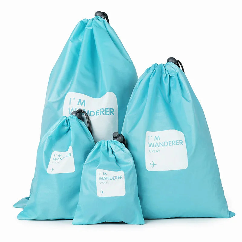 4 Pcs/Set Travel Waterproof Drawstring Storage Bags for Clothes Shoes Toys Multi Purpose Home Organize Pouches