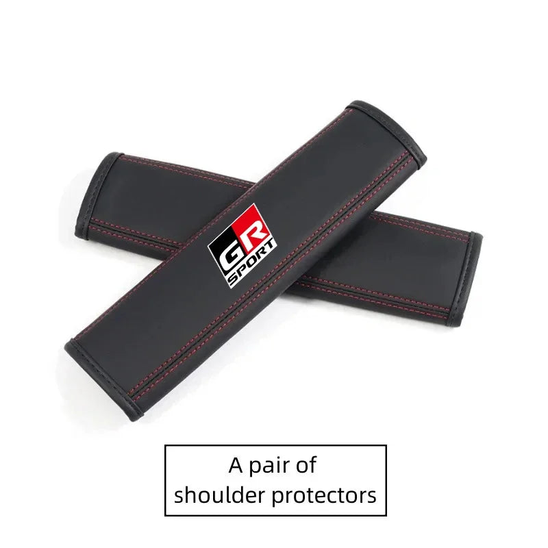 PU Leather Car Headrest Pillow Seatbelt Shoulder Pad For Toyota GR Sport GAZOO RACING Yaris Hil Corolla Car Accessories