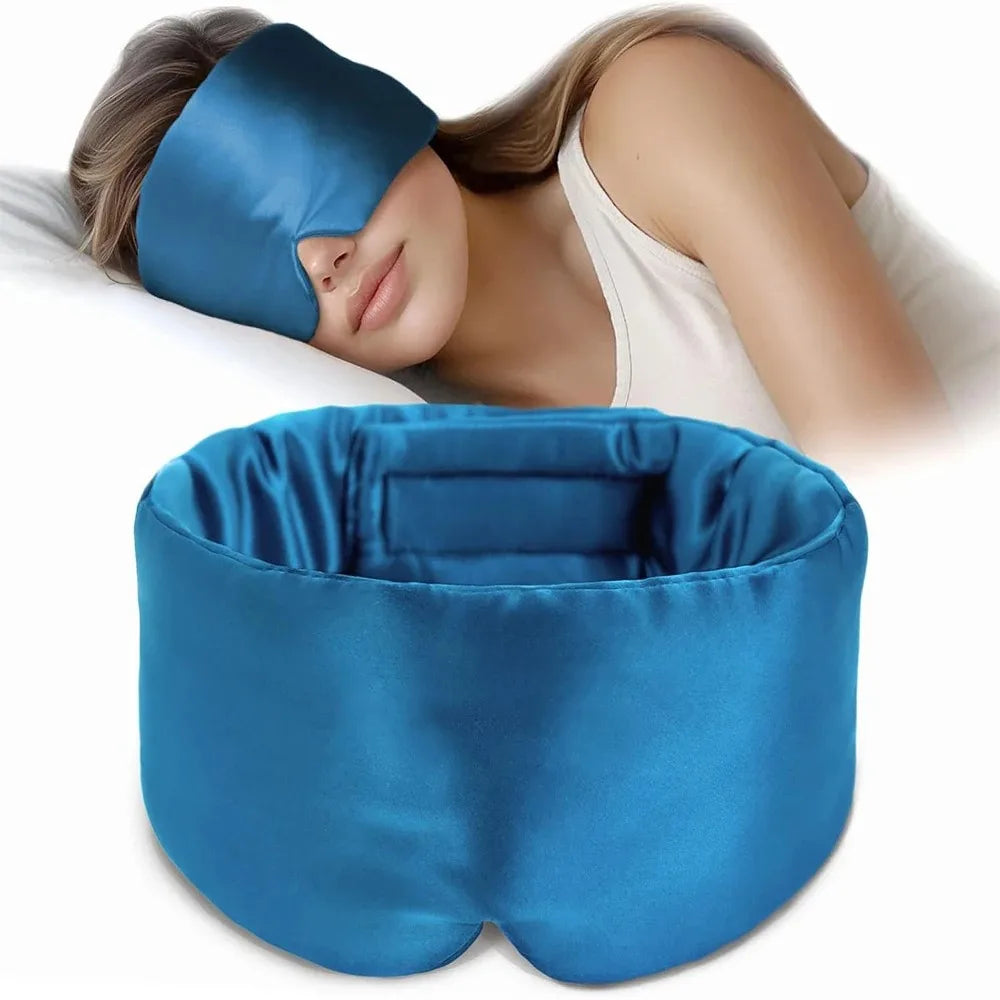 Silk Sleep Mask Soft Pressureless Sleeping Mask 100% Mulberry Silk for Eye Skin Anti Wrinkles,Adjustable Wide Velcro Ear Cover