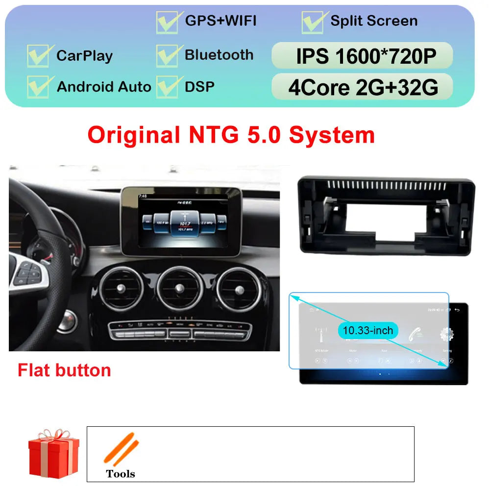 Car Stereo with Apple CarPlay & Android Auto, Compatible with Mercedes-Benz C-Class W205 & GLC X253