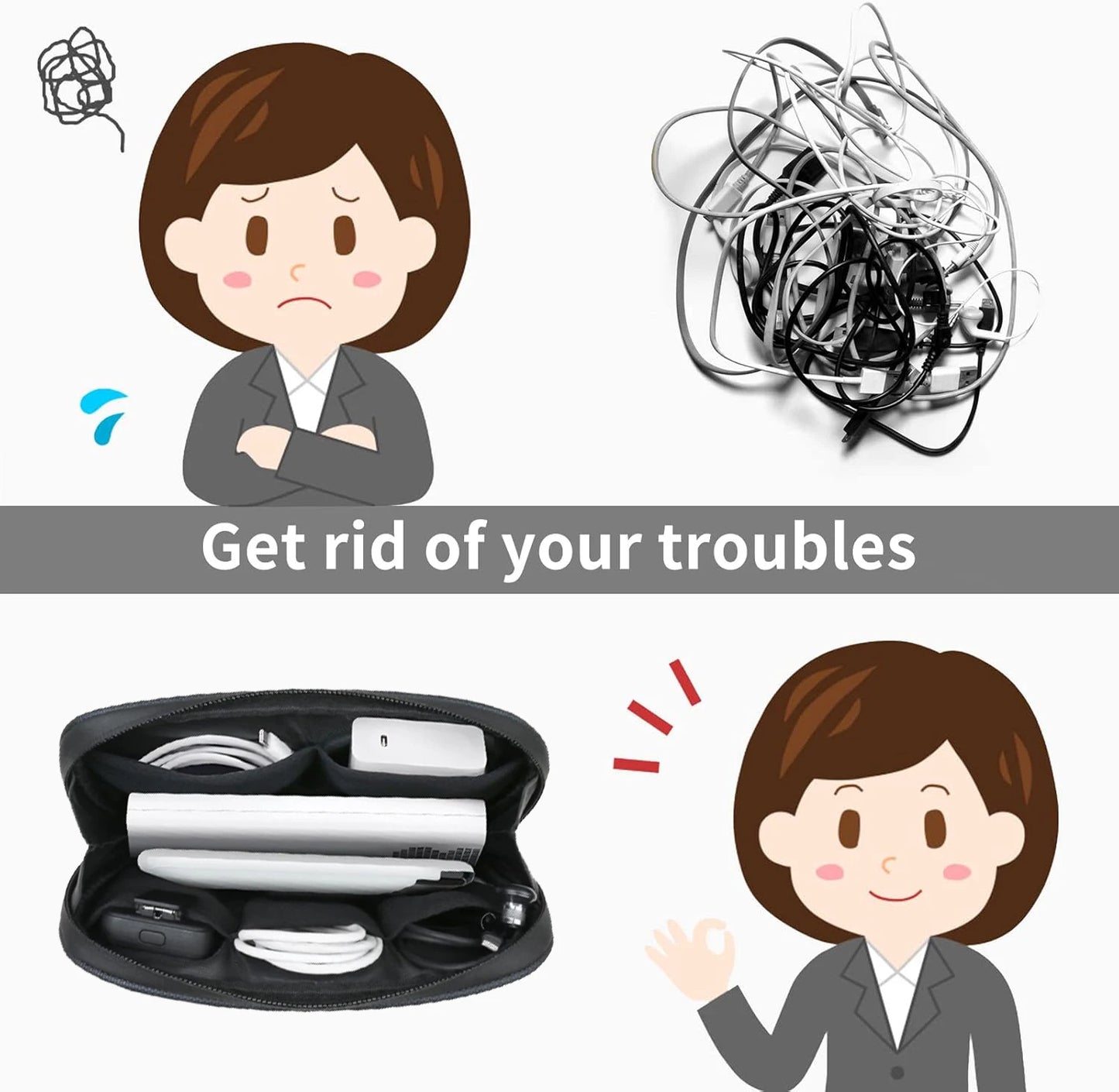 Travel Portable Cable Organizer Waterproof Storage Bag for Power Bank Digital Cable Case Earphone Earphone Holder Case