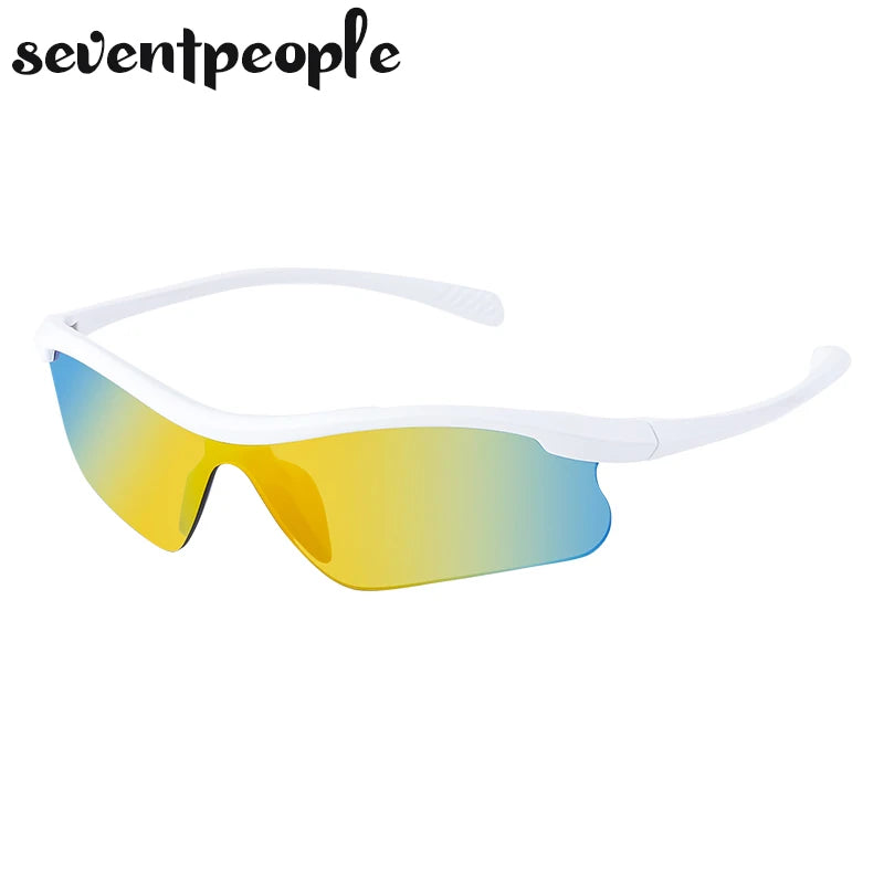 Semi-Rimless Cycling Sunglasses — One-Piece Windproof Lens