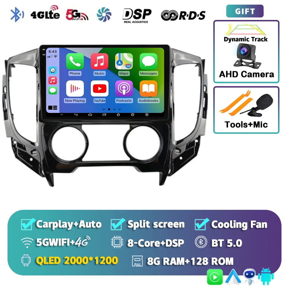 9" Android Car Stereo for Mitsubishi Pajero Sport 3 & L200 (2015–2019) — CarPlay, Android Auto, DSP, WiFi+4G