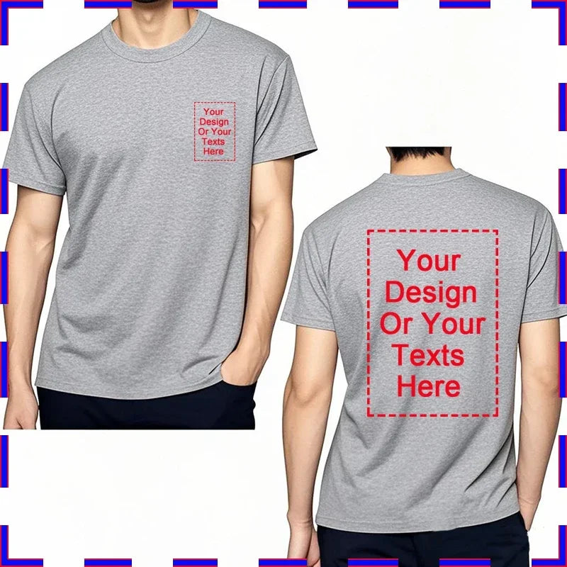 Men's Customizable T-Shirt Crew Neck Comfortable Stylish Fit Personalized Perfect for Men's Designs or Messages Custom T Shirt