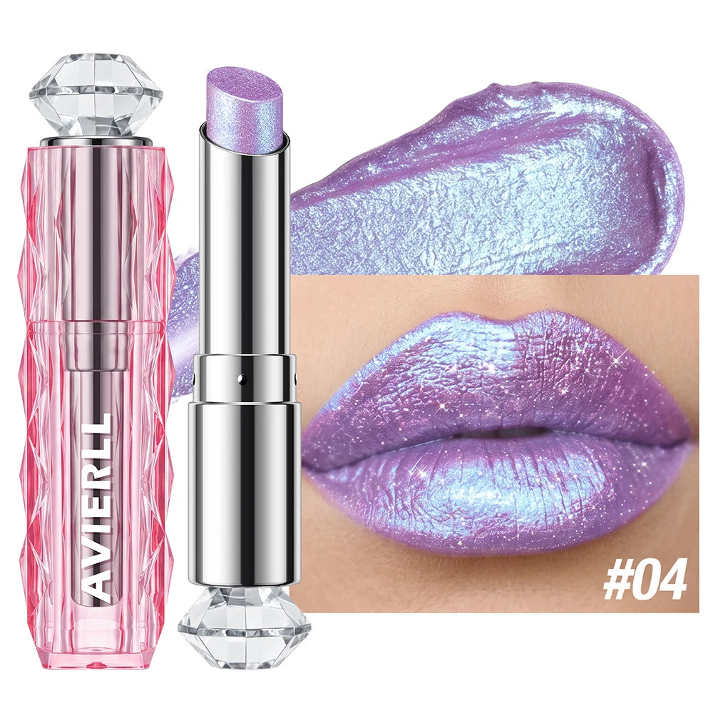 6 Colors Glitter Lipstick Hydrating Red Pink Sparkling Shine Lip Color Highly Pigmented Lip Tints Metallic Finish Lip Makeup