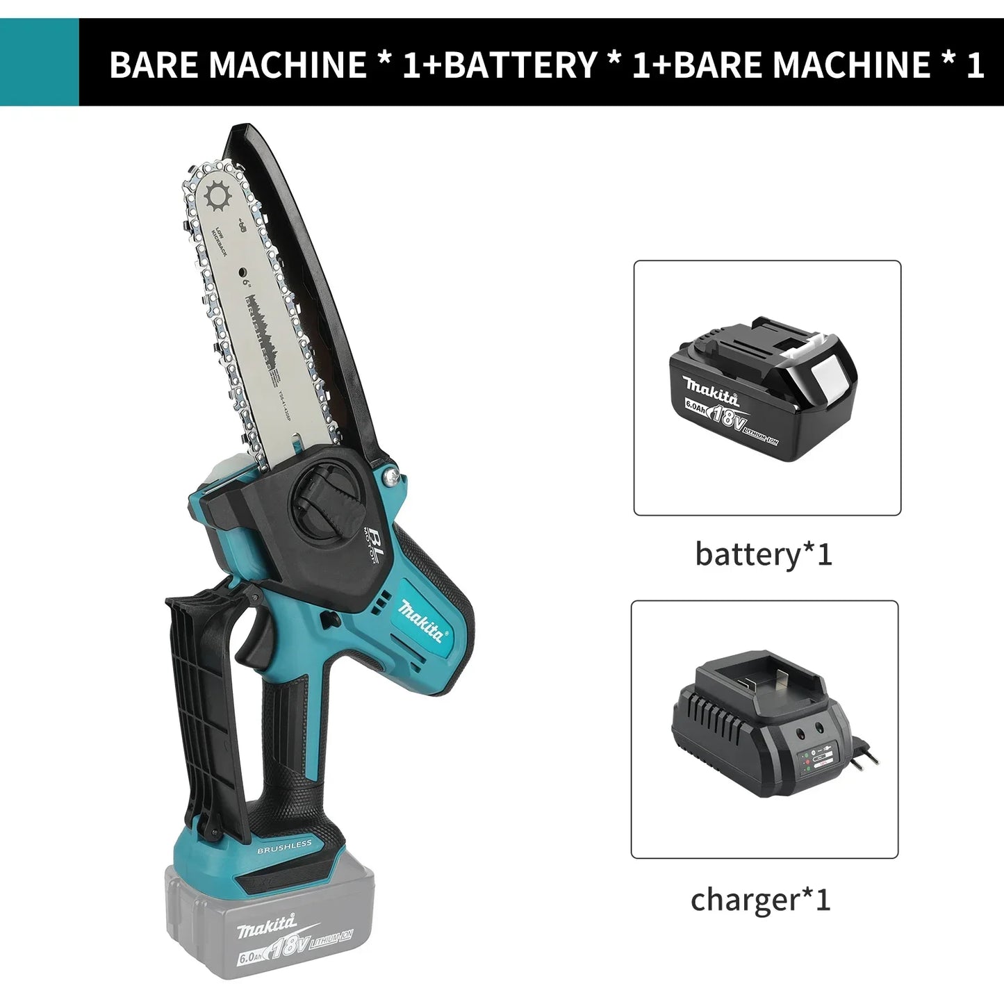 Makita  Woodworking with Small Handheld 18V Cordless Chainsaw for Electric 6-inch Logging Sawzall Mini Portable Chainsaw