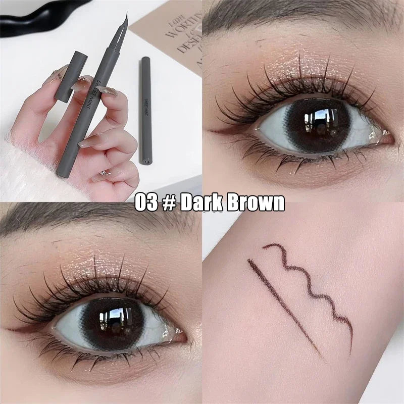Curved Eyeliner Pen Quick Dry Liquid Eye Liner Easy To Draw Ultra-fine Lying Silkworm Pencil Black Brown Lower Eyelash Makeup