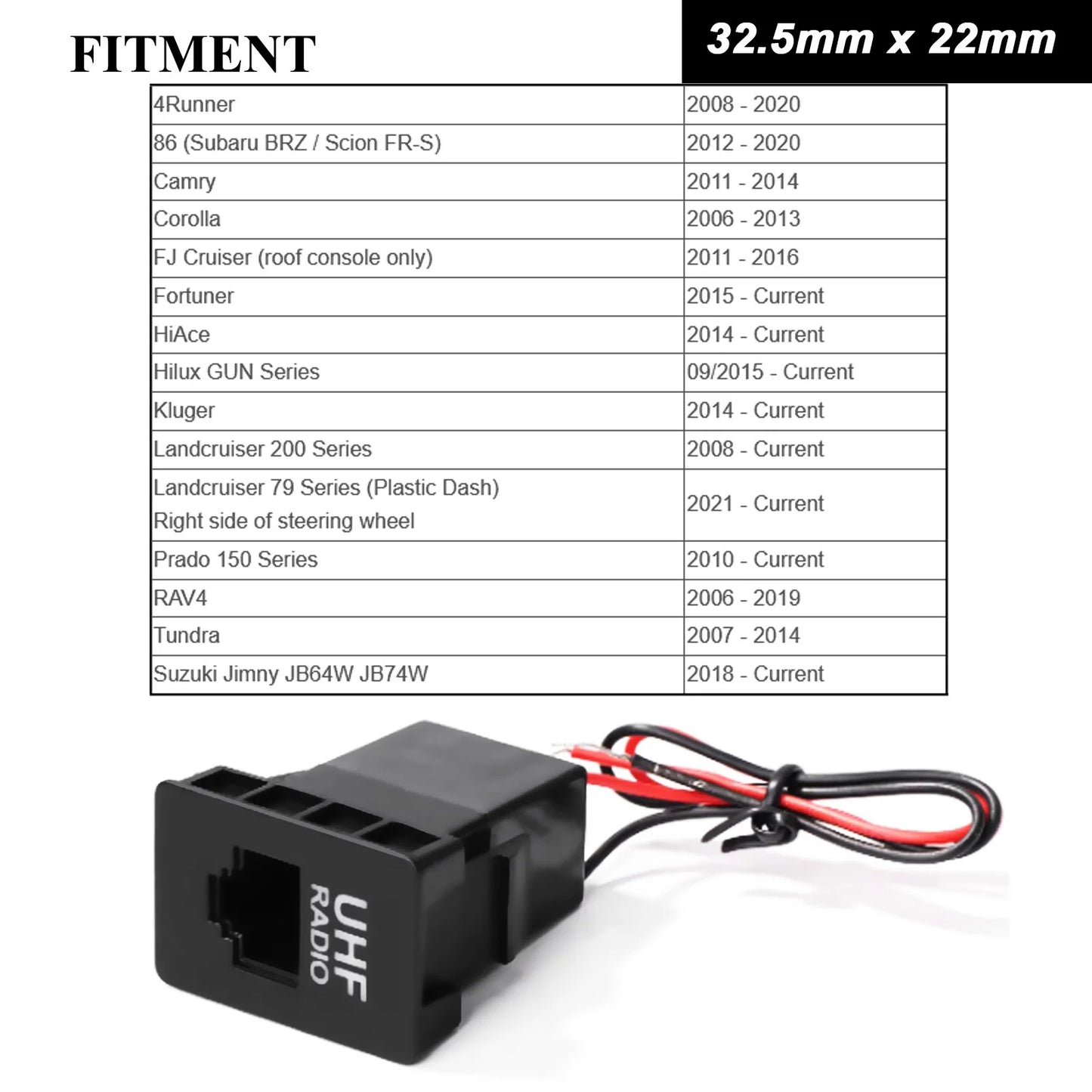 Car UHF Radio RJ45 Blue LED Pass Though Type Switch Panel Socket Replacement for Toyota RAV4 Hilux PRADO Landcruiser PRADO