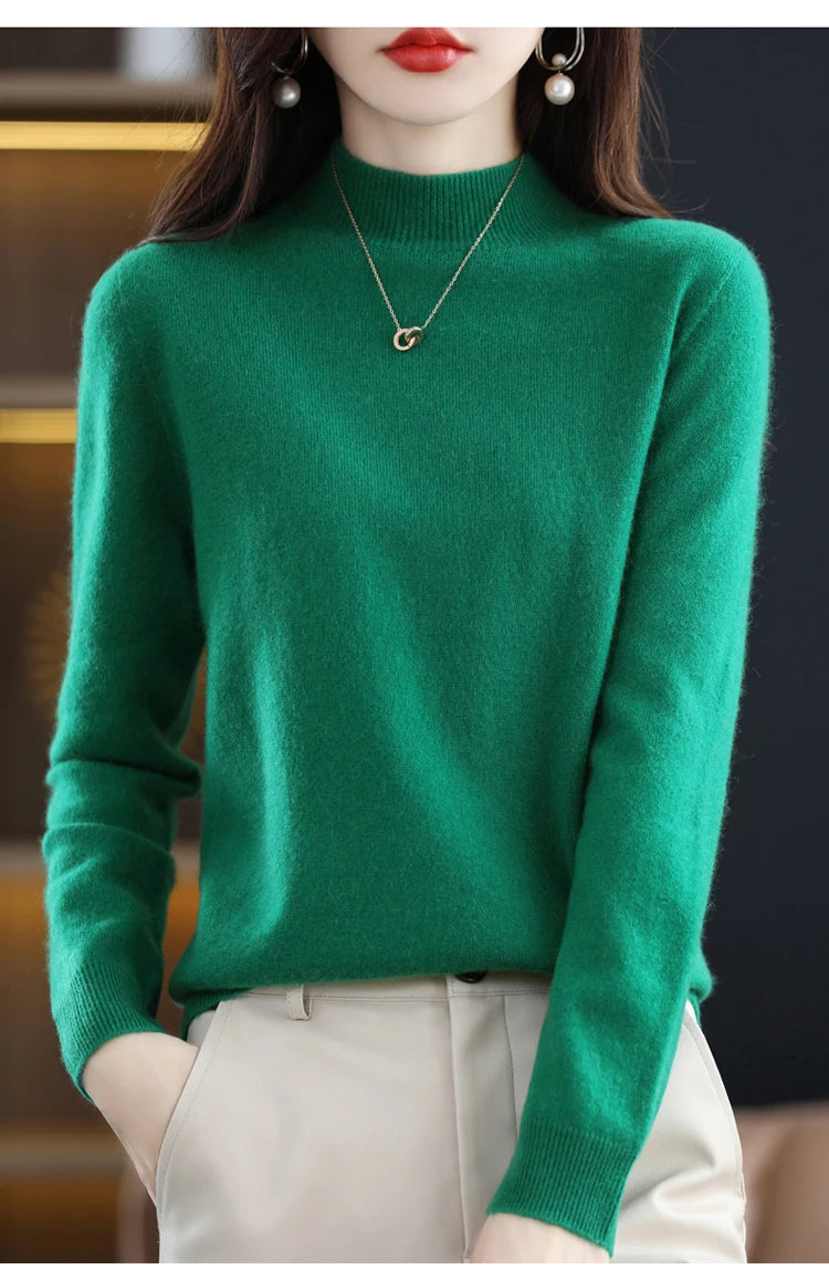 Women's Merino Wool Mock Neck Sweater