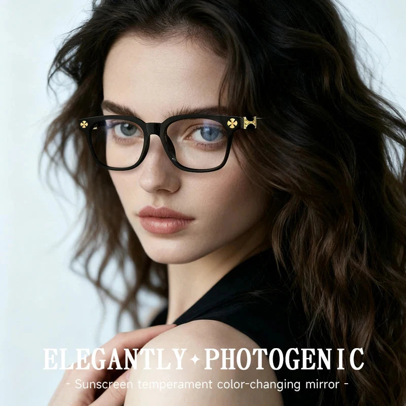 Oversized Blue Light Blocking Glasses for Women — Rhinestone