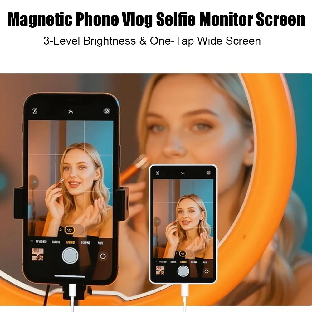 Mobile Phone Wireless Magnetic Selfie Monitor Screen For Smartphone Vlog Live Stream Video Recording for iPhone Android phone