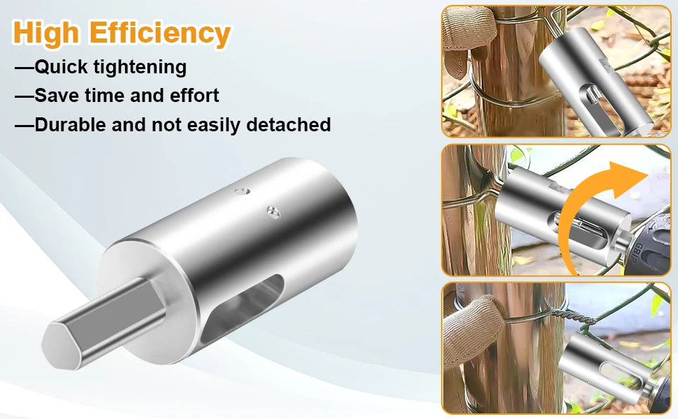 Portable Tie Wire Twister Tool Iron Wire Knotter with Drill Chuck for Electrical and Construction Wiring Twisting