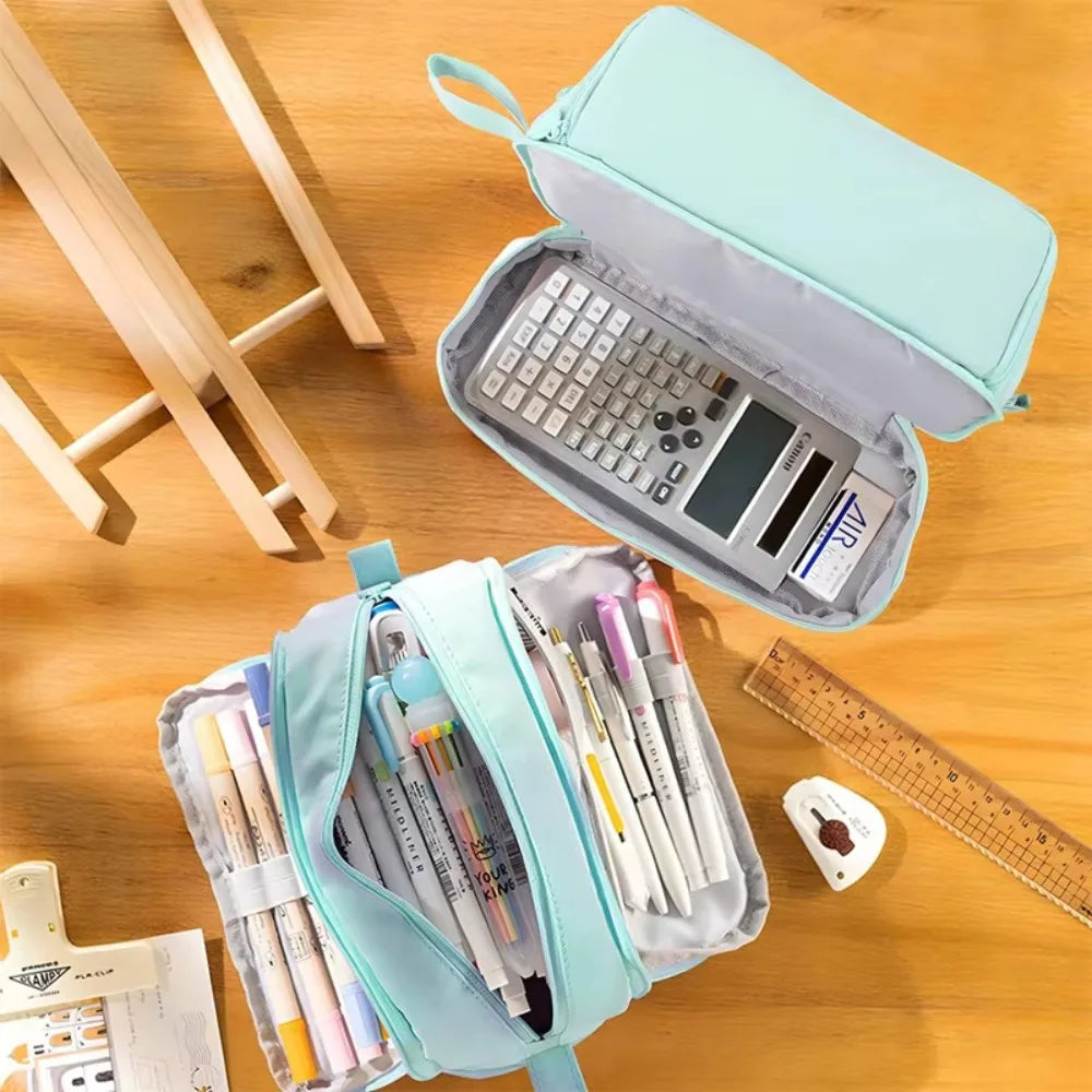 3/4 Compartment Pencil Case Multilayers Large Capacity School Student Pencil Cases Transparent Partition Pen Divider Pen Bag