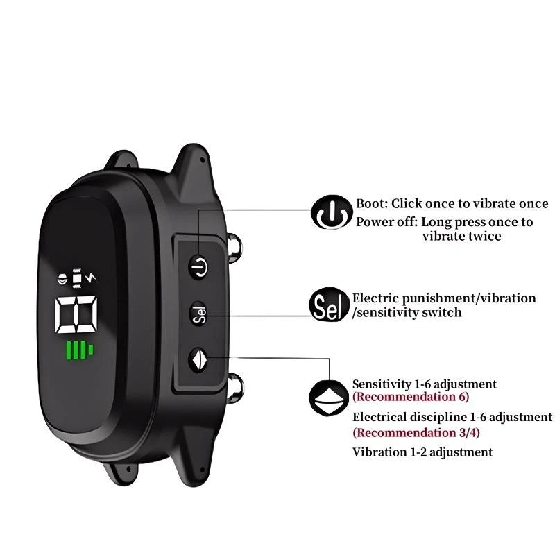 Waterproof Rechargeable Anti-Bark Dog Collar – Vibration Training Collar for Small & Medium Dogs | Black