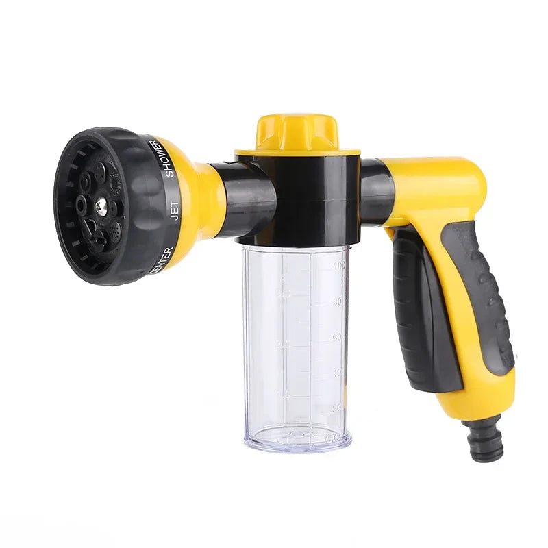 Multifunctional  Adjustable Mode Water Guns Nozzle Hose Washer Garten Watering Jet Sprayer with Foam Container Fertilizer Tools