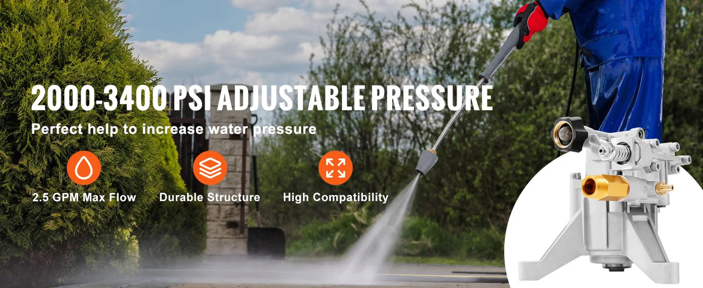 SucceBuy Pressure Washer Pump 7/8" Shaft Vertical 3400PSI 2.5GPM Replacement Power Washer Pumps Compatible with Honda, Simpson