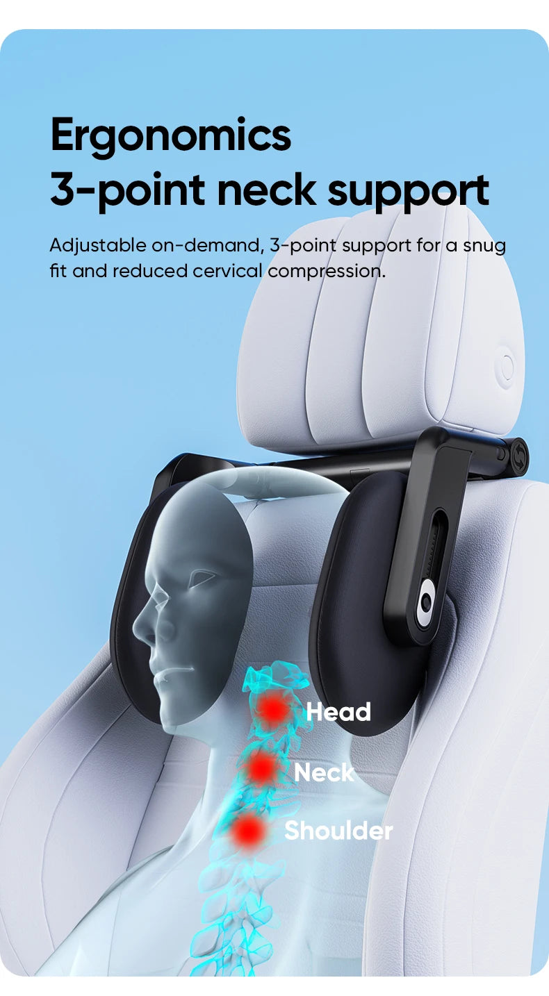360° Adjustable Memory Foam Car Headrest Pillow Ice-silk Fabric Kids Adult Car Travel Head Neck Support Relieve Fatigue