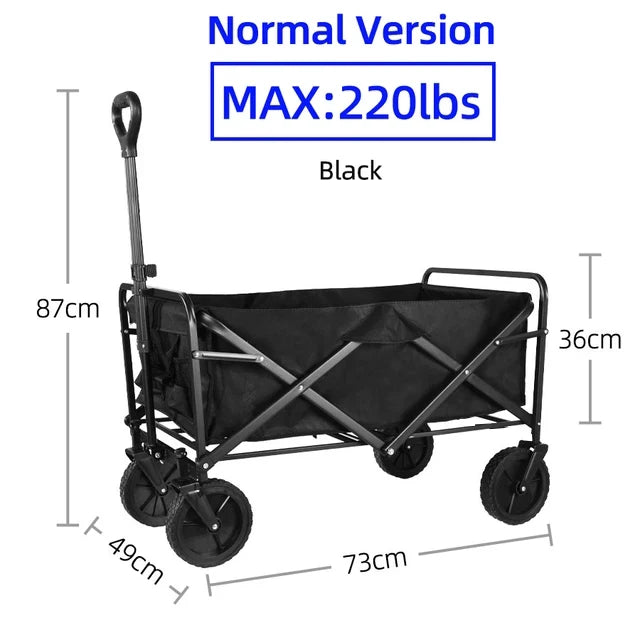 Heavy-Duty Folding Wagon Cart – Collapsible Utility Trolley for Garden, Beach & Camping
