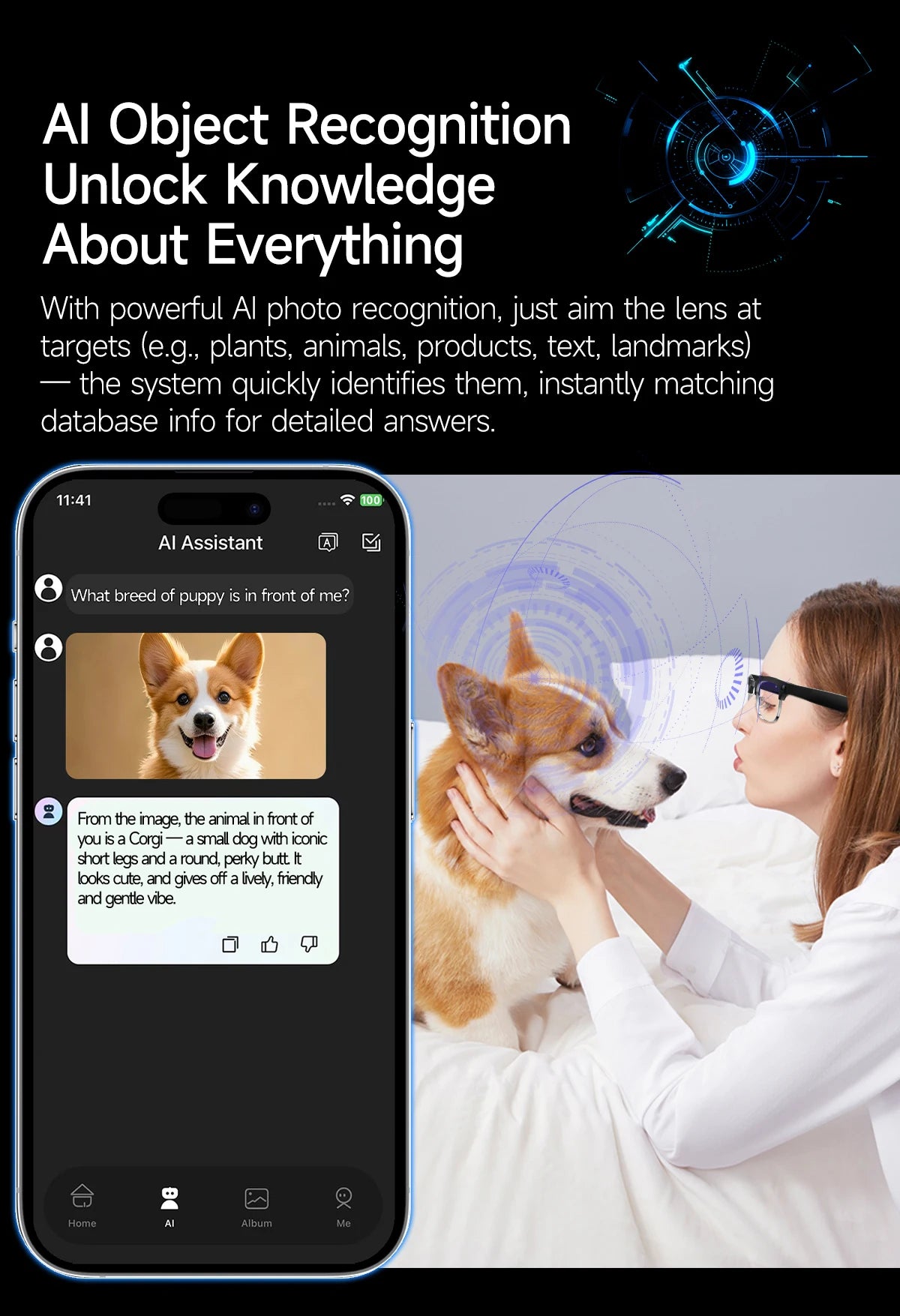 GUHUAVMI W630 AI Smart Glasses – 800MP Dual Camera, 4K Video, BT 5.3, AI ChatGPT, Voice Translation & Blue Light Blocking