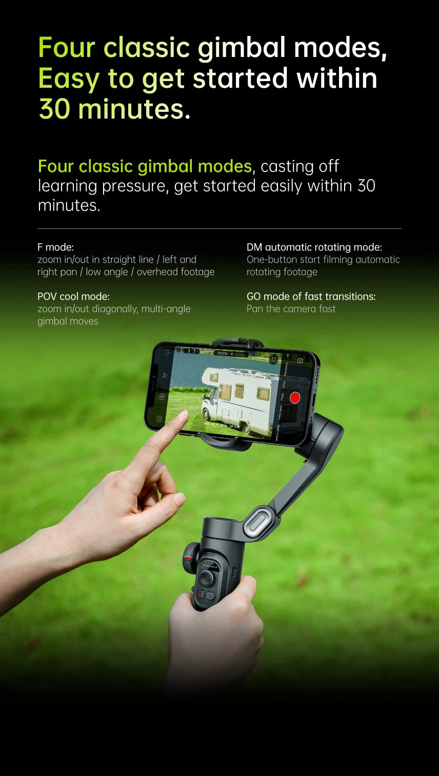 AOCHUAN 3-Axis Handheld Gimbal Stabilizer SmartXE for Smartphone for iPhone Android AI Face Tracking Tk Vlog