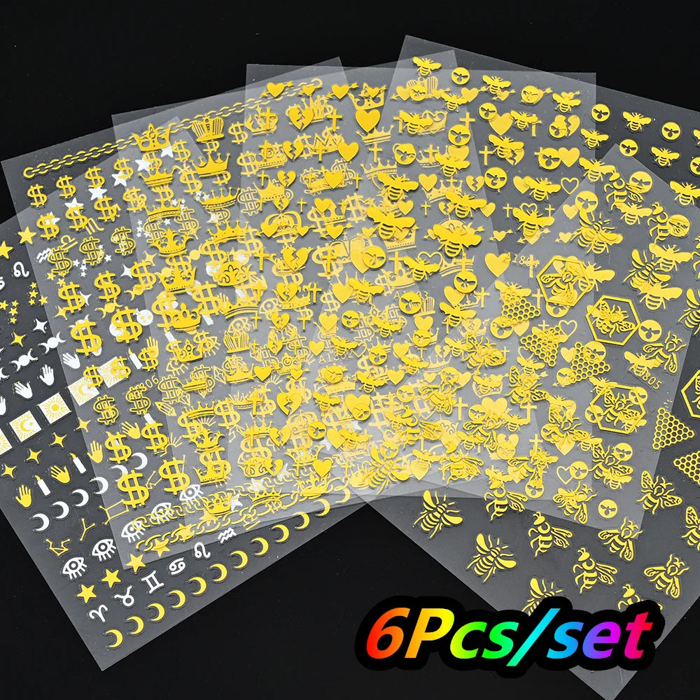 12Pcs/set Laser Silver Snowflake Nail Stickers Set  3D Winter Elk Snowflake Nail Art Decoration DIY Holographic Snowflake Slider