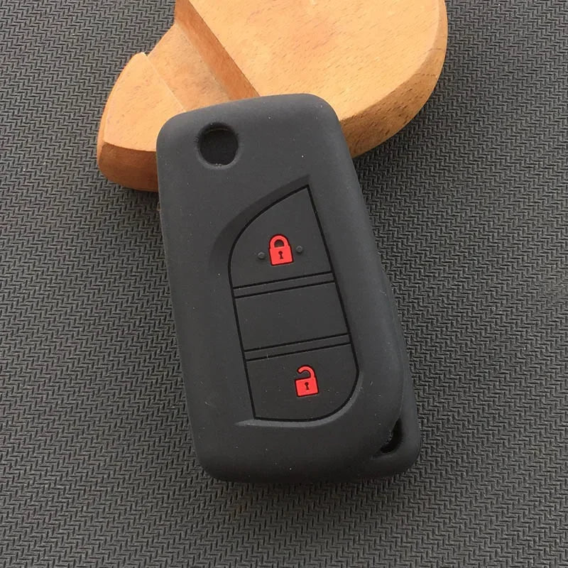ZAD Silicone rubber car key cover case shell set protector fob for Toyota aygo Yaris Highlander Camry RAV4 2 button key  holder